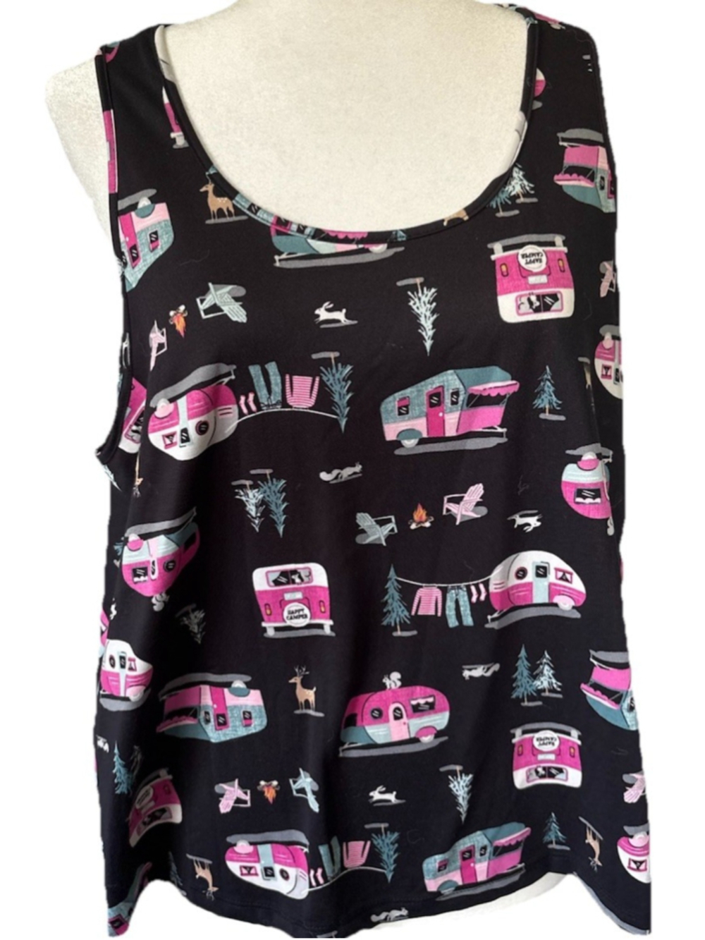 Joyspun Size XL Camping Nature Graphic Crop Tank Top NWT